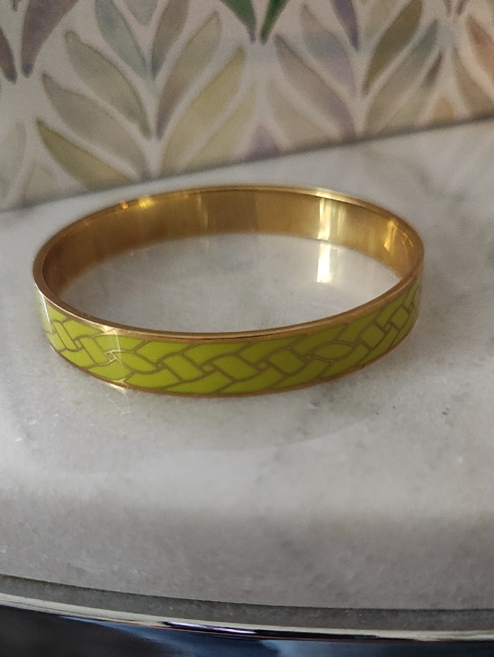 J. Crew Gold-Tone Bangle with Bright Yellow Enamel